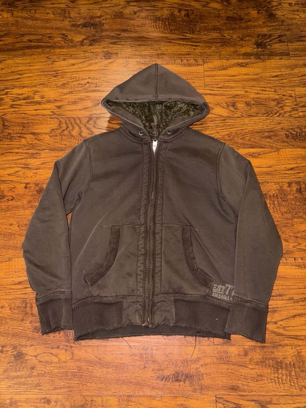 Y2k vintage American Eagle Outfitters Zip Hoodie Size M Brown Sherpa Lined